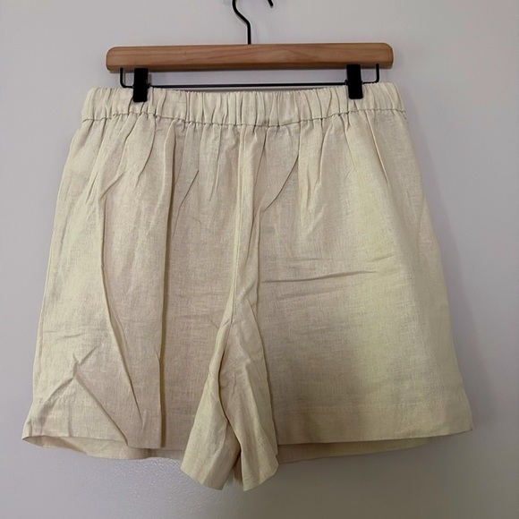 J. Crew Factory Pleated linen-blend short with elastic waist dusty ivory Size 10 - Picture 13 of 15